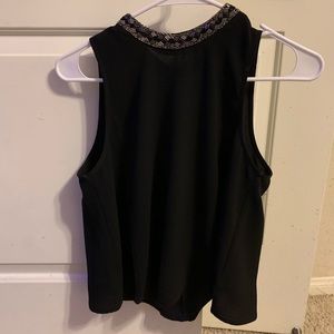 astr high neck black blouse with jeweled neck